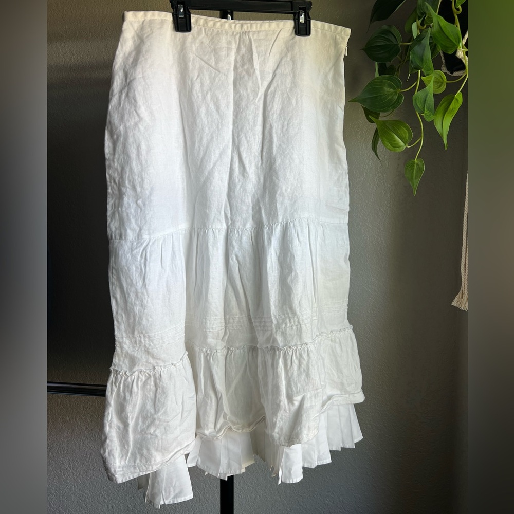 LOFT White Tiered Midi Skirt